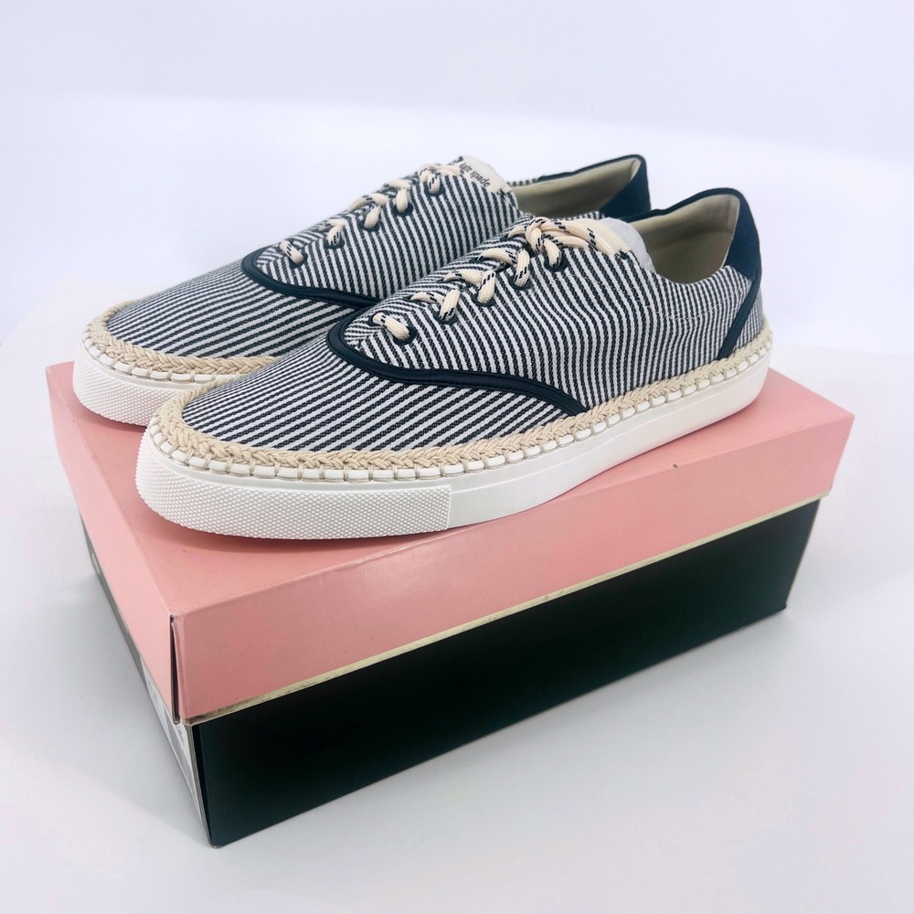 Kate Spade Boat Party Sneakers Womens 10 Blue Striped Canvas Espadrille Nautical